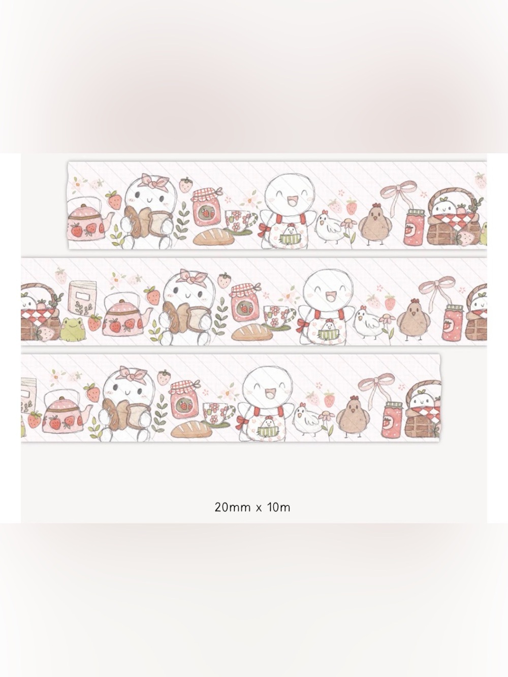 TheCoffeeMonsterzCo Strawberry Picnic Washi Tape - 20mm